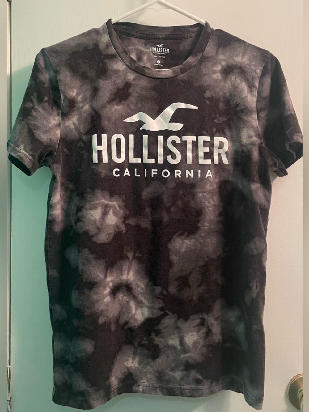 Hollister Black & Gray Tie-Dye Logo Tee
